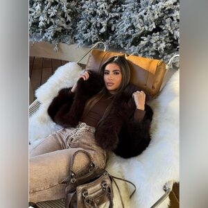 Luxurious Brown Faux Fur Jacket